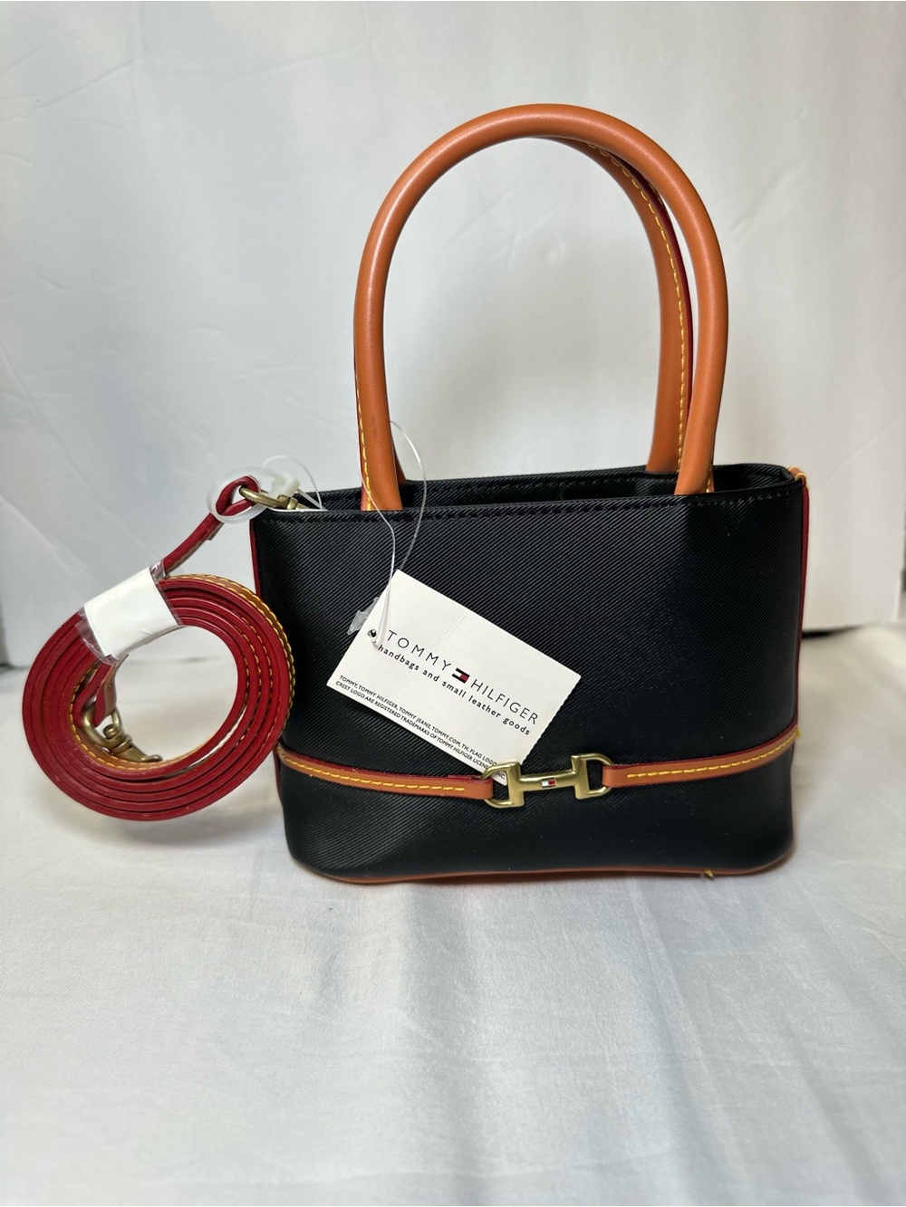 Tommy Hilfiger Black & Tan Mini Satchel crossbody handbag